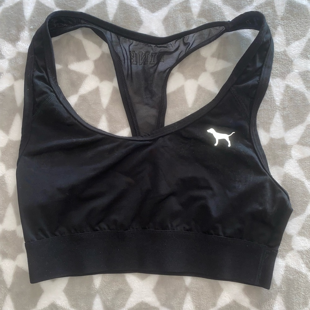 PINK black sports bra